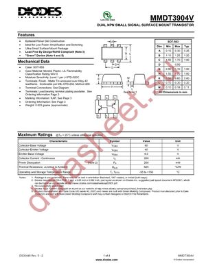 MMDT3904V-7 datasheet  